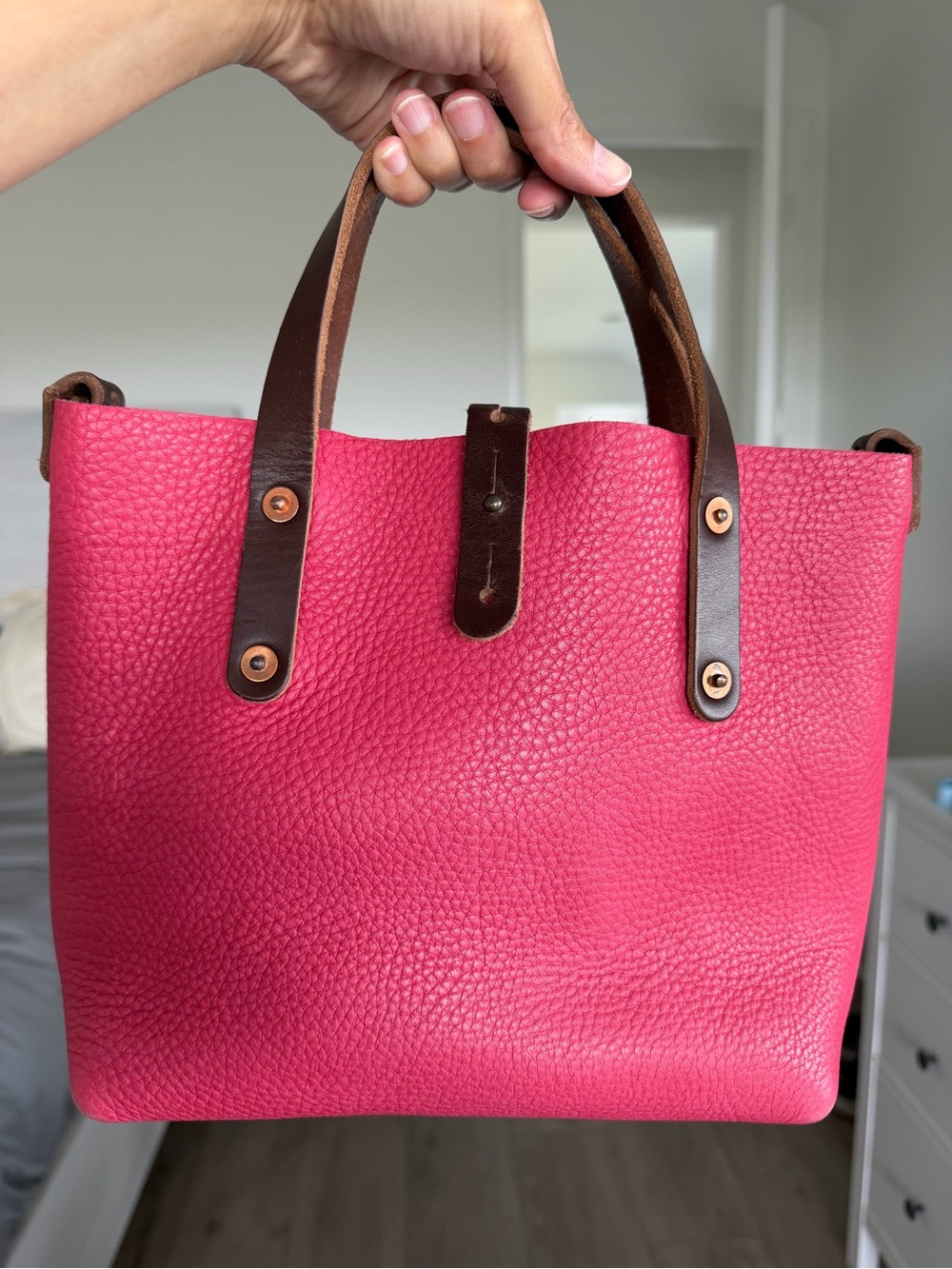 Go forth goods Pink Mini Avery with Mocha handles. GFG